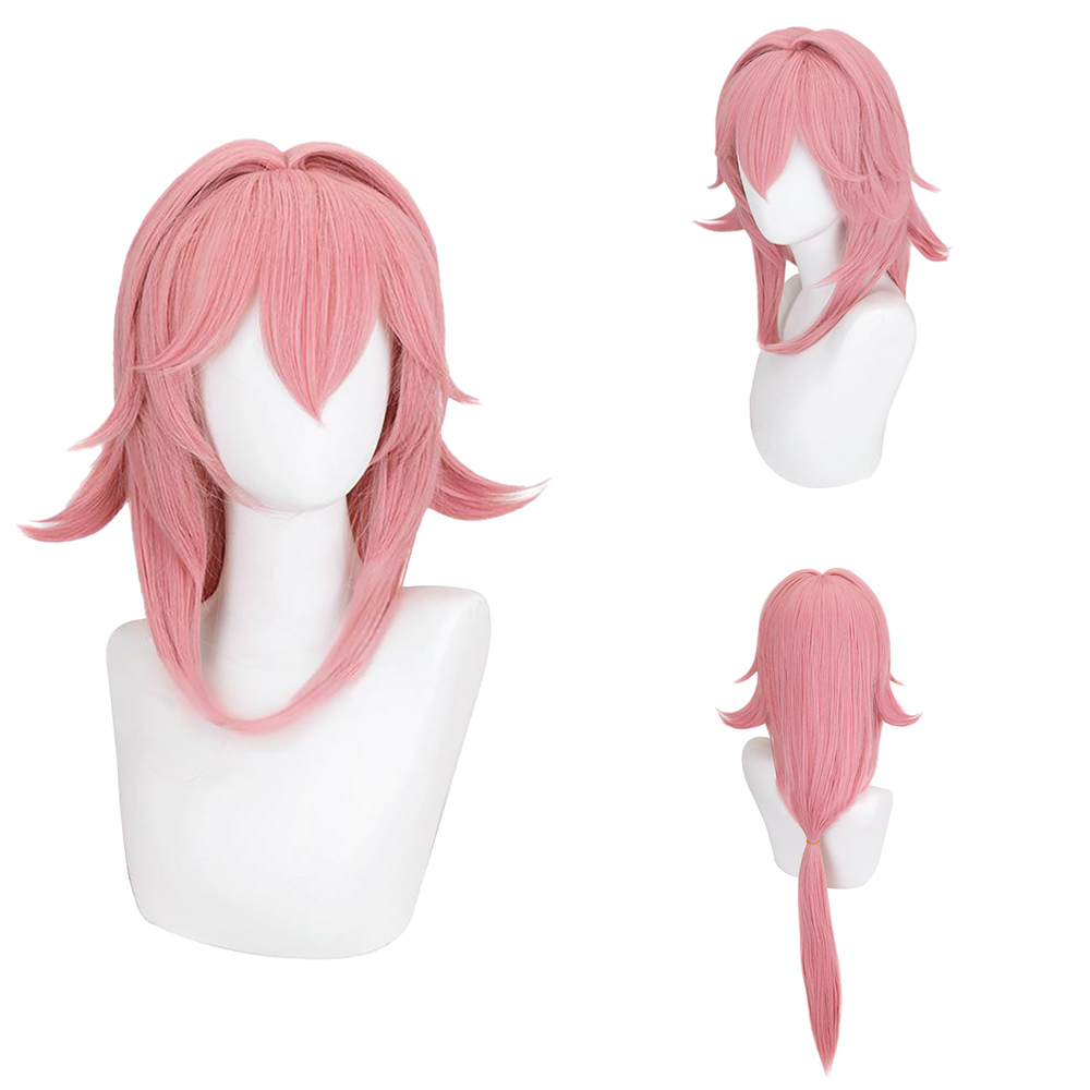 Yae Miko Cos Wig Pink Natural  - Cosplay Anime Yae Miko ulasan dan harga