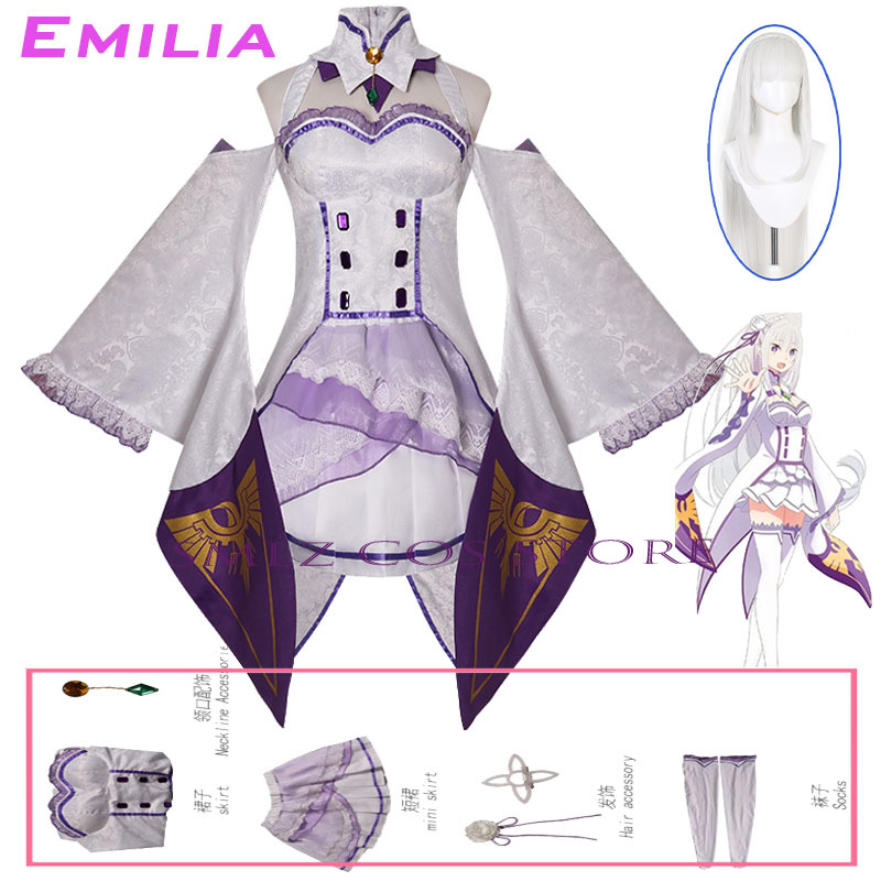 Emilia Cosplay Anime Re Zero K - Anime Cosplay Re Zero ulasan dan harga