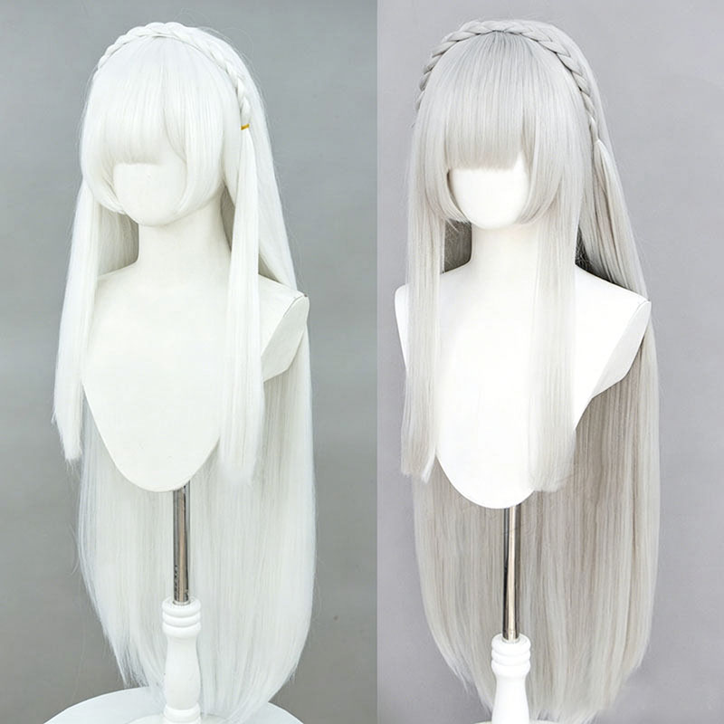 Anime Re:Zero Emilia Cosplay W - Cosplay Anime White Hair ulasan dan harga
