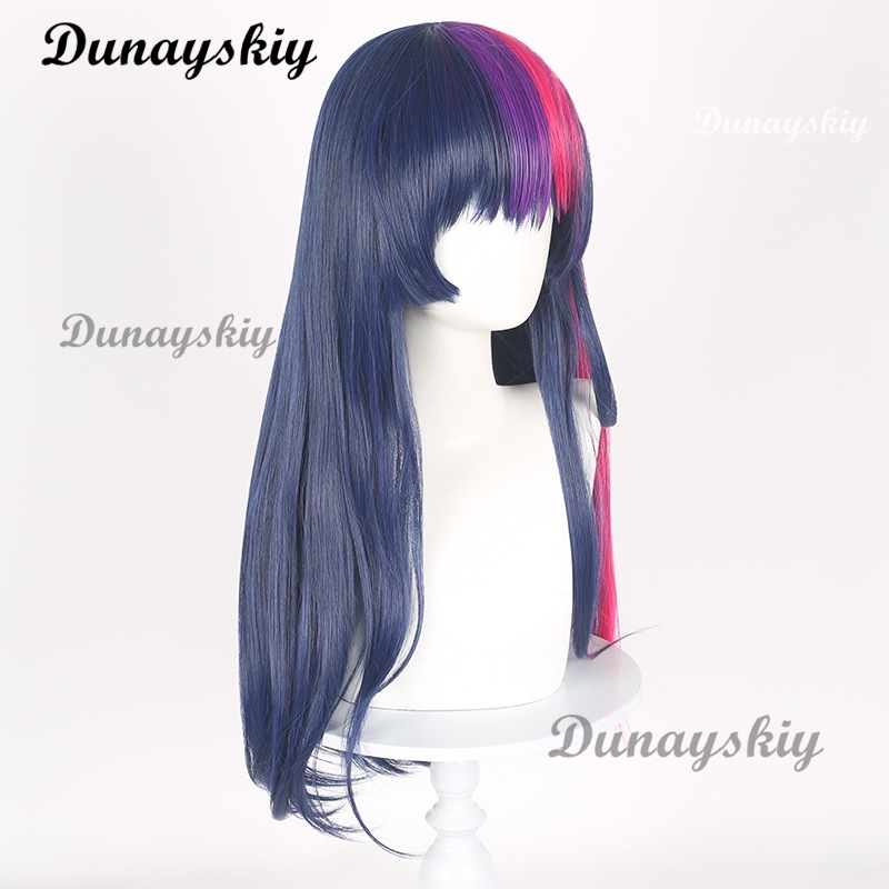 Purple Blue Pink Mixed Long Tw - Anime Cosplay Blue Hair ulasan dan harga