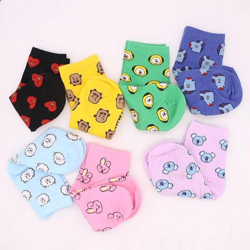 Kawaii BT21 Cartoon Socks Cute - Cosplay Korean Anime ulasan dan harga