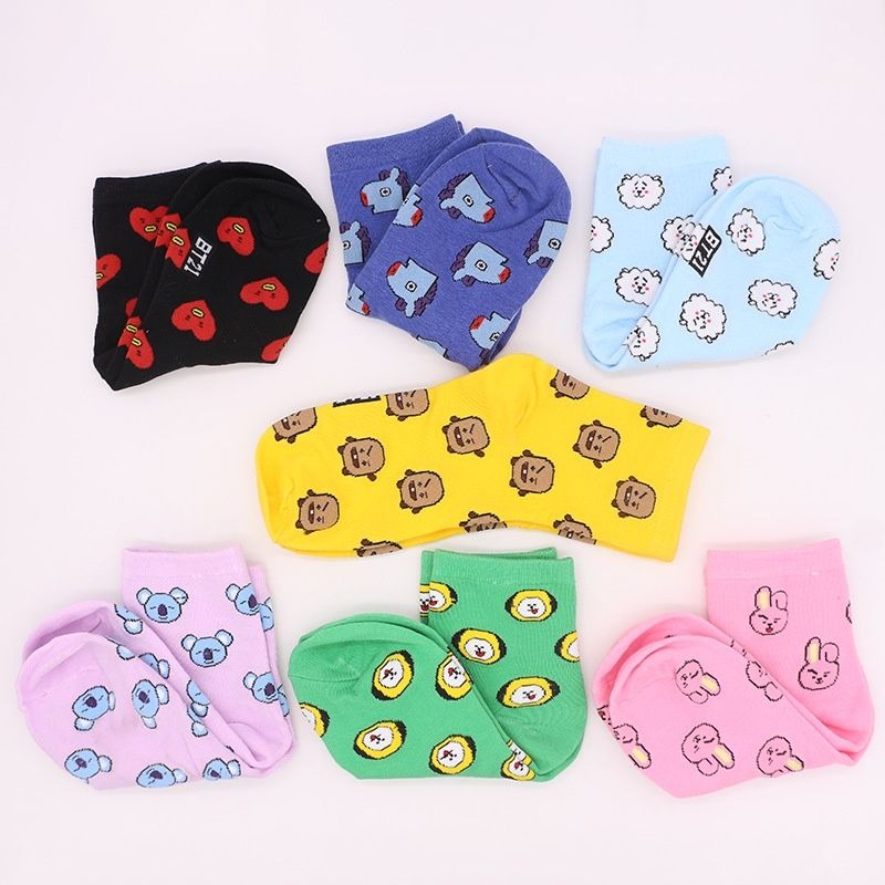 Kawaii BT21 Cartoon Socks Cute - Cosplay Korean Anime ulasan dan harga