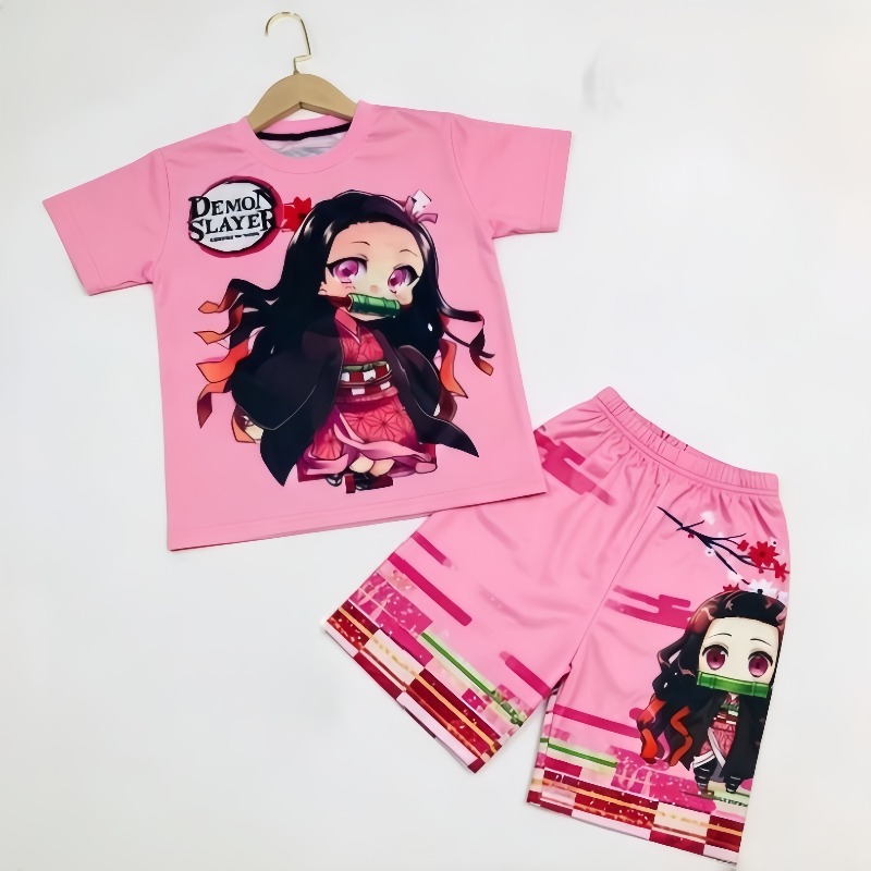 Demon Slayer Kids T-shirt Shor - Anime Cosplay Tanjiro ulasan dan harga