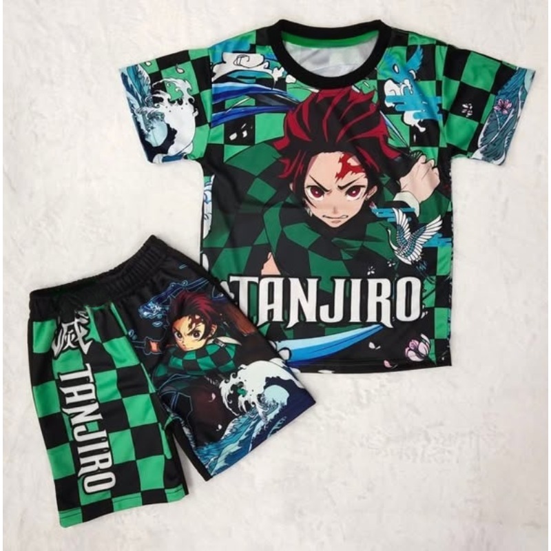 Demon Slayer Kids T-shirt Shor - Anime Cosplay Tanjiro ulasan dan harga