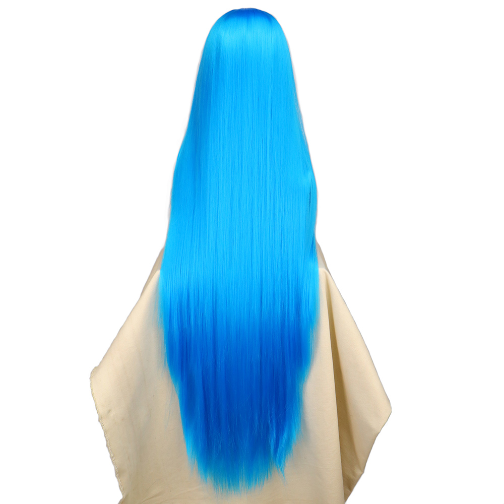 QQXCAIW Cosplay 100cm Long Blu - Anime Cosplay Blue Hair ulasan dan harga